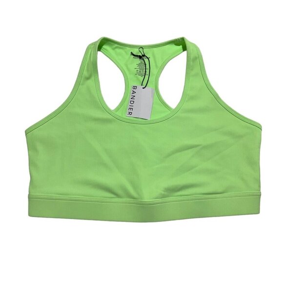 ALL ACCESS X BANDIER Womens Size 1X Lime Green Sport Rib Front Row Bra NWT - Picture 1 of 5